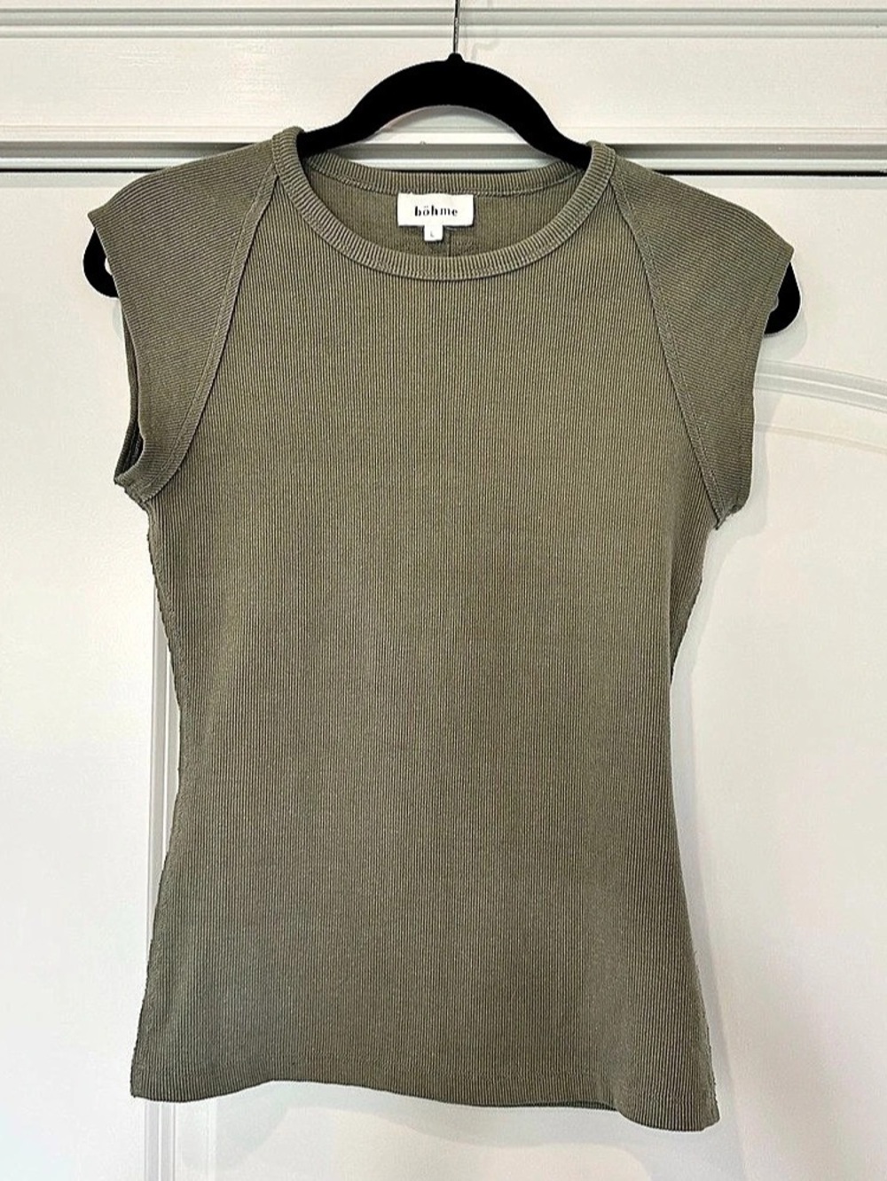 böhme Fitted Ribbed Short Sleeve Top Green Women’s Large